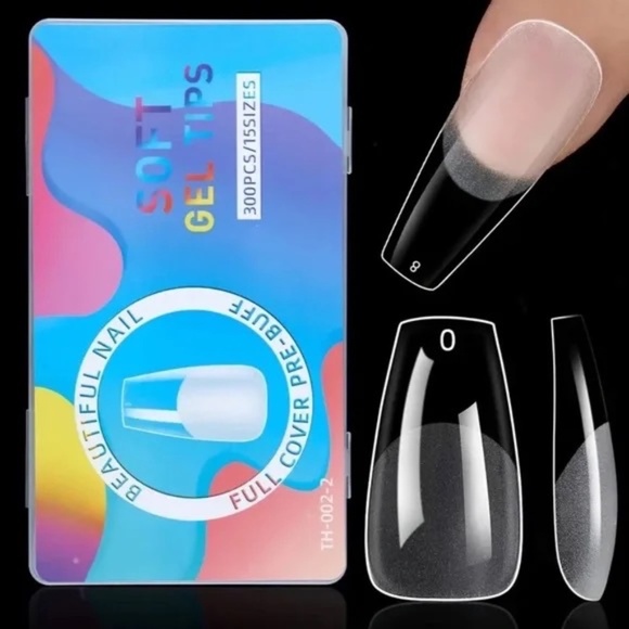 Soft Gel Nail Tips - Medium Coffin - Picture 1 of 4